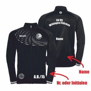SG VfL W./S. Kempa Wave 26 Poly Jacke Kids schwarz/anthra 140 inkl. Initialen oder Nr. oder Name