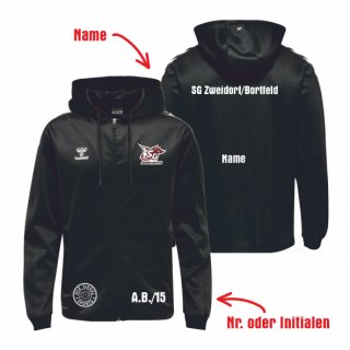 SG ZB hmlCORE XK Poly Zip Hood Sweat Kids black 140 inkl. Initialen oder Nr. oder Name