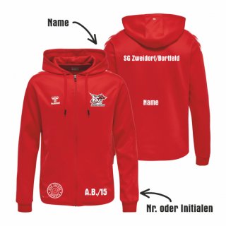 SG ZB hmlCORE XK Poly Zip Hood Sweat Kids true red 152 inkl. Initialen oder Nr. oder Name