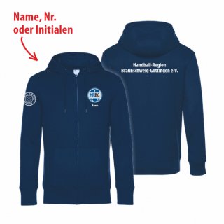 HRBG Basic Hoodie-Jacke Unisex navy 3XL inkl. Initialen oder Nr. oder Name