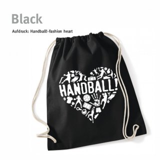 Handball!-Fashion heart Turnbeutel Black