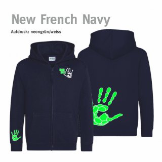 Hoodiejacke Handball!-Collection Kids new french navy 9/11 Jahre (ca. 134/146) neongr�n/weiss