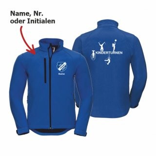 TSV Thiede Kinderturnen Softshelljacke Unisex azure 2XL inkl. Name oder Initialen oder Nr.